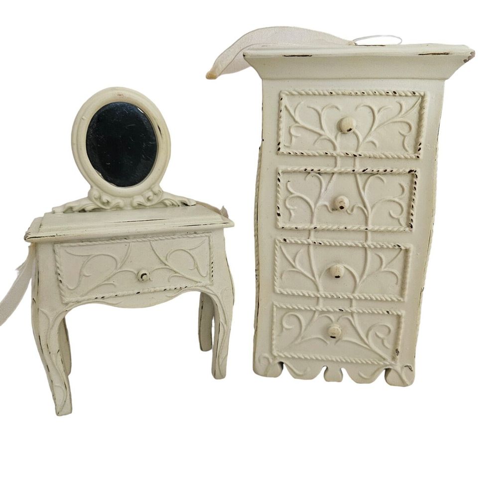 Dillard’s Trimmings‎ Dollhouse Furniture Vanity Chest Drawers Ornaments Ribbon
